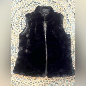 NICOLE MILLER Black Reversible Puffer Full Zip Vest Size Small S Womens